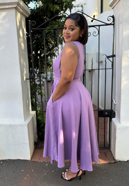 Zesizwe linen dress with belt (please allow 7-10 days for completion of order)