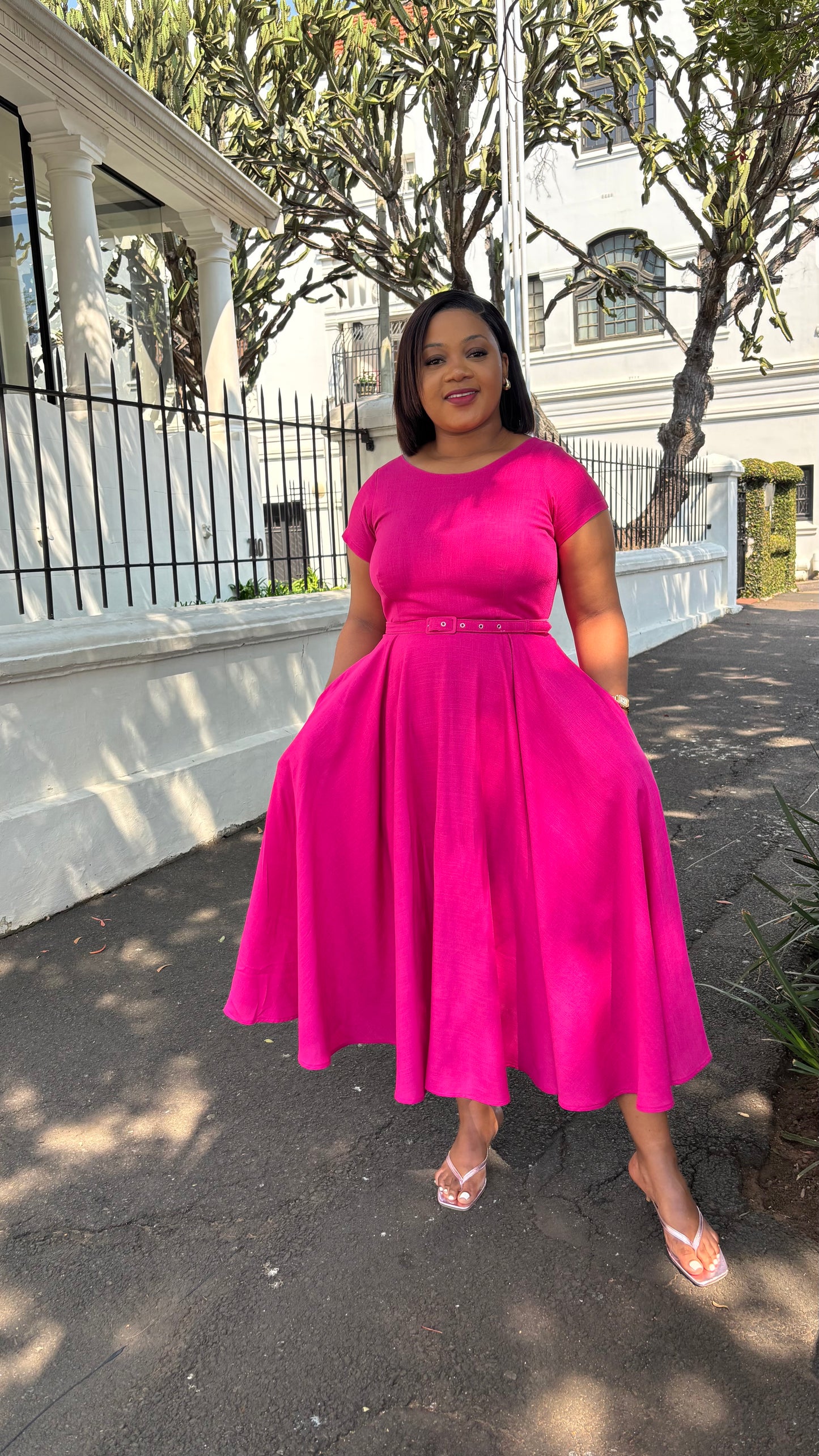 Pink linen dress (please allow 7-10 days for completion of order)