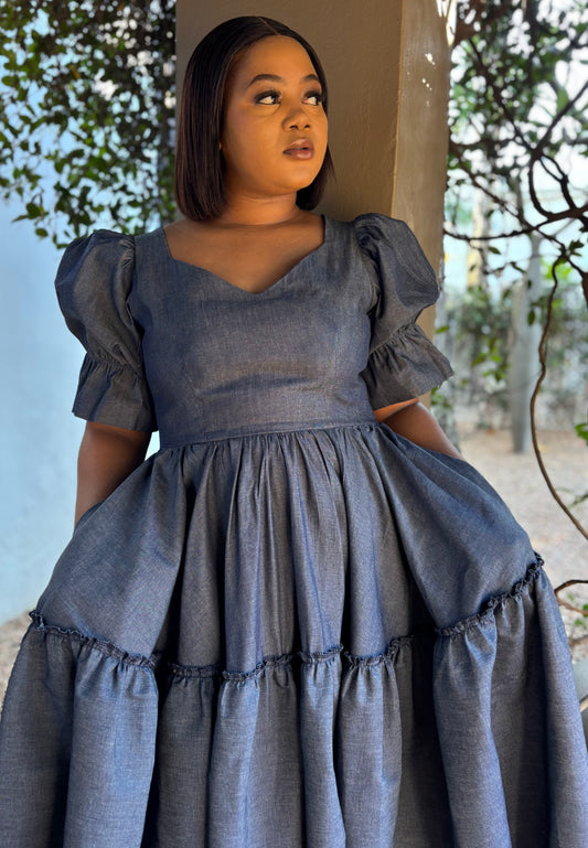 Sduduzo denim dress (please allow 7-10 days for completion of order)