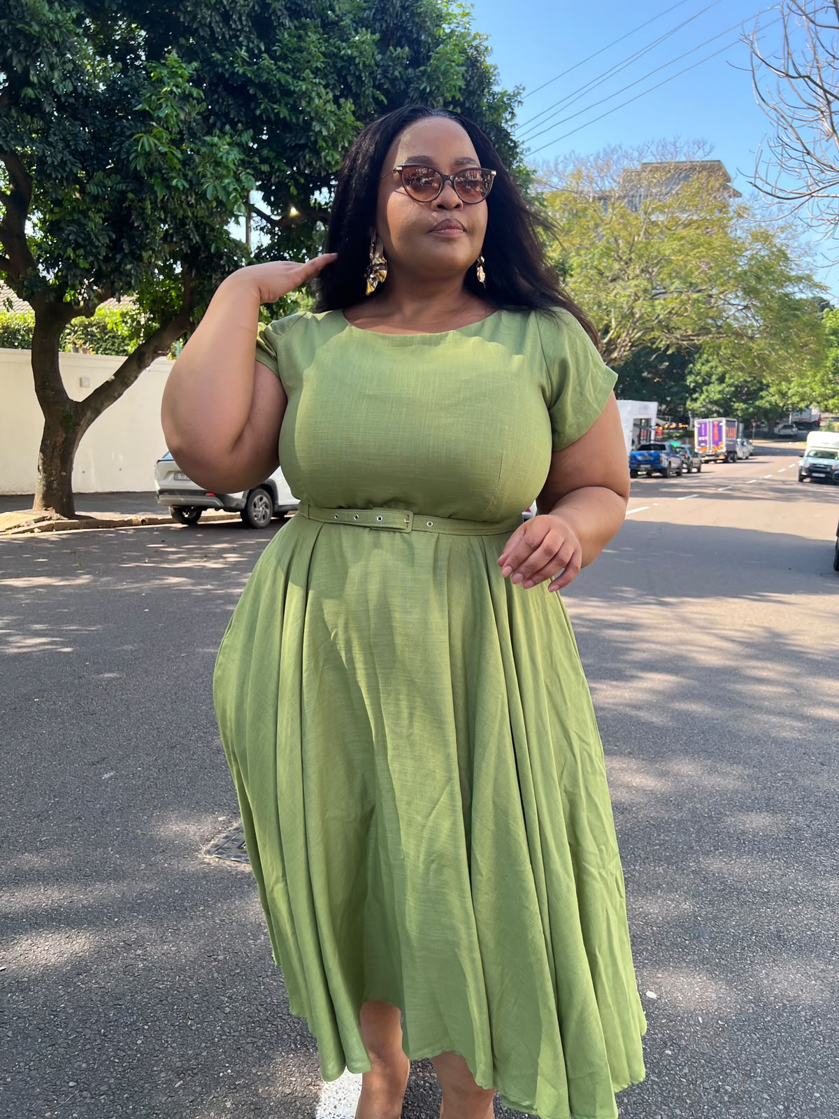 Olive green linen dress (please allow 7-10 days for completion of order)