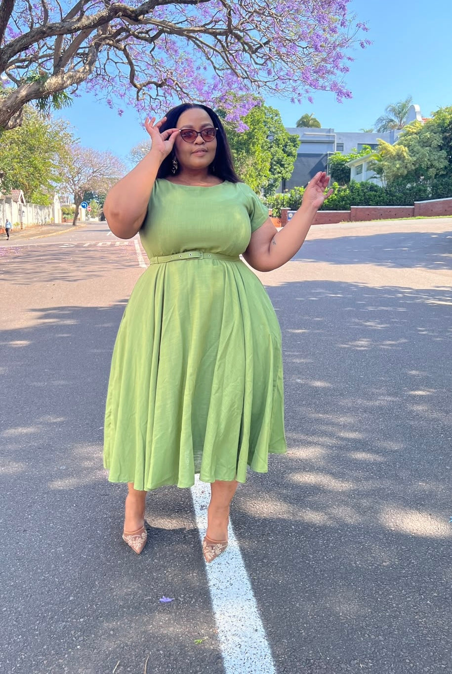 Olive green linen dress (please allow 7-10 days for completion of order)