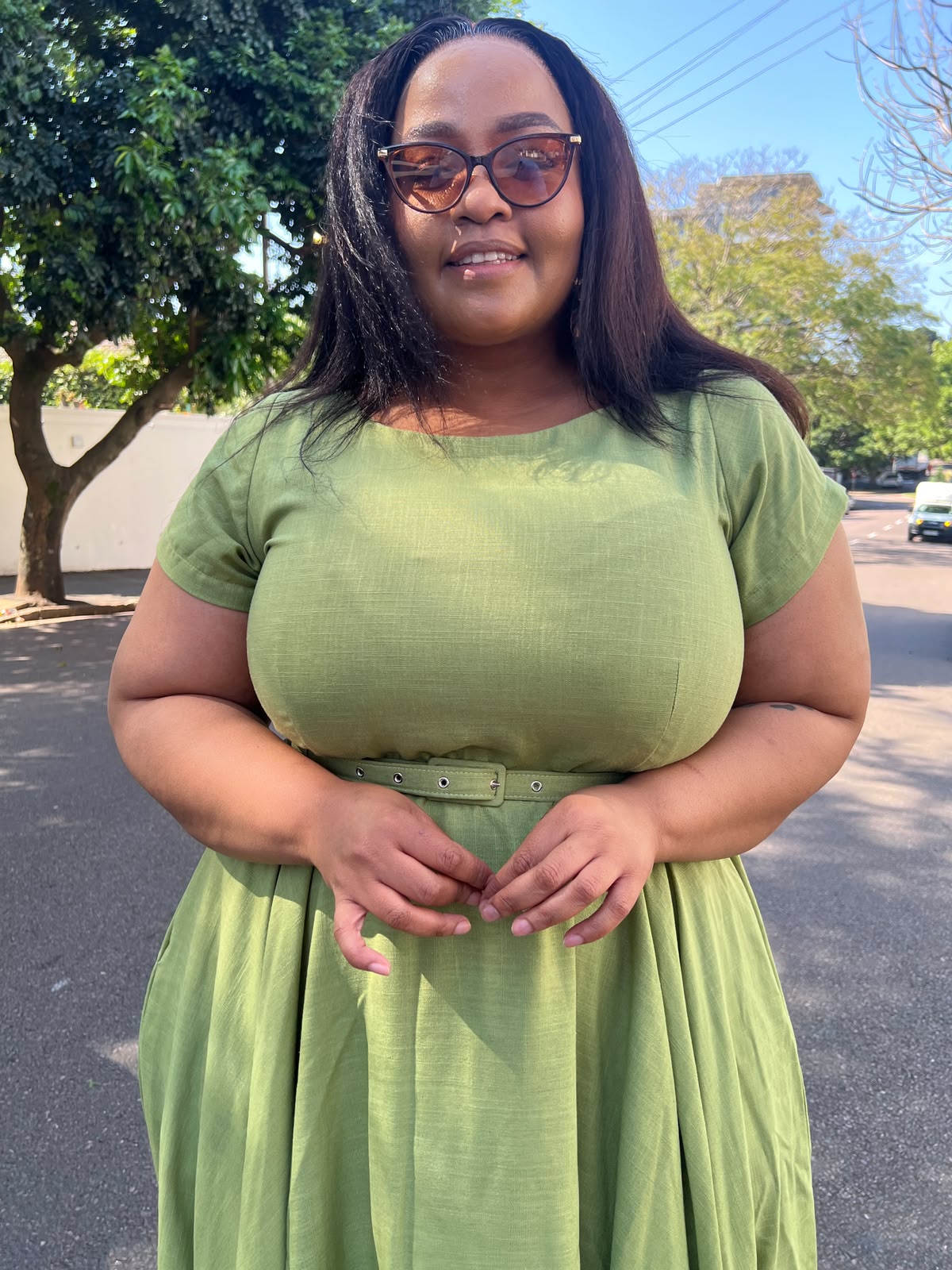 Olive green linen dress (please allow 7-10 days for completion of order)