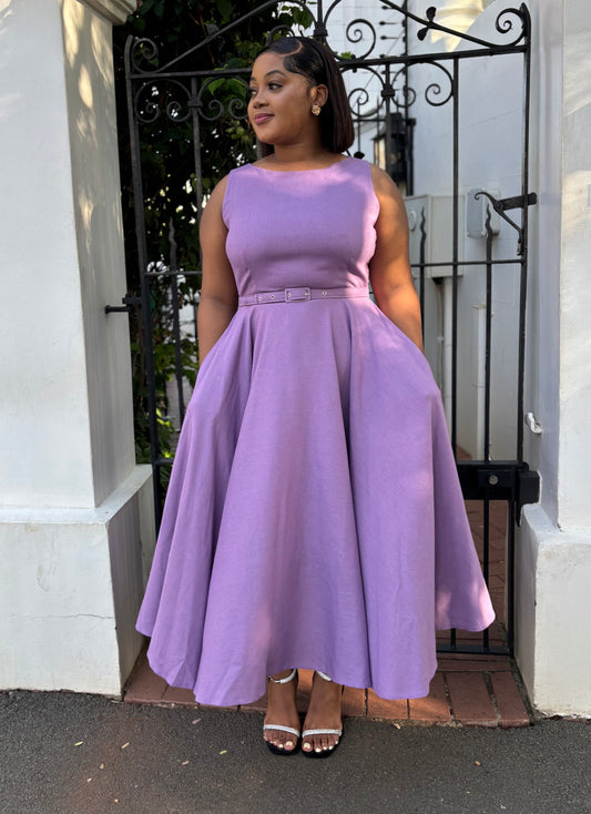 Zesizwe linen dress with belt (please allow 7-10 days for completion of order)