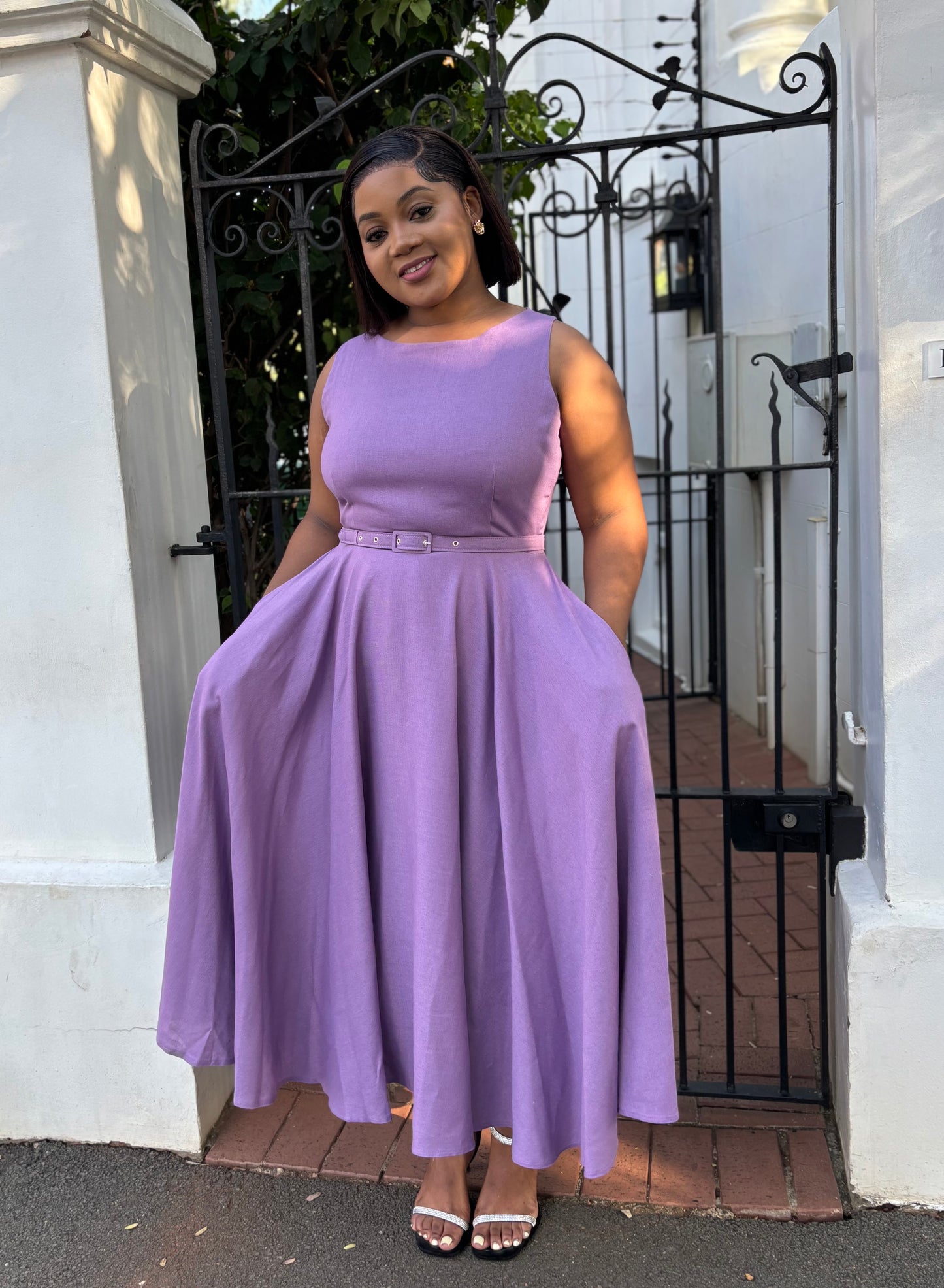 Zesizwe linen dress with belt (please allow 7-10 days for completion of order)