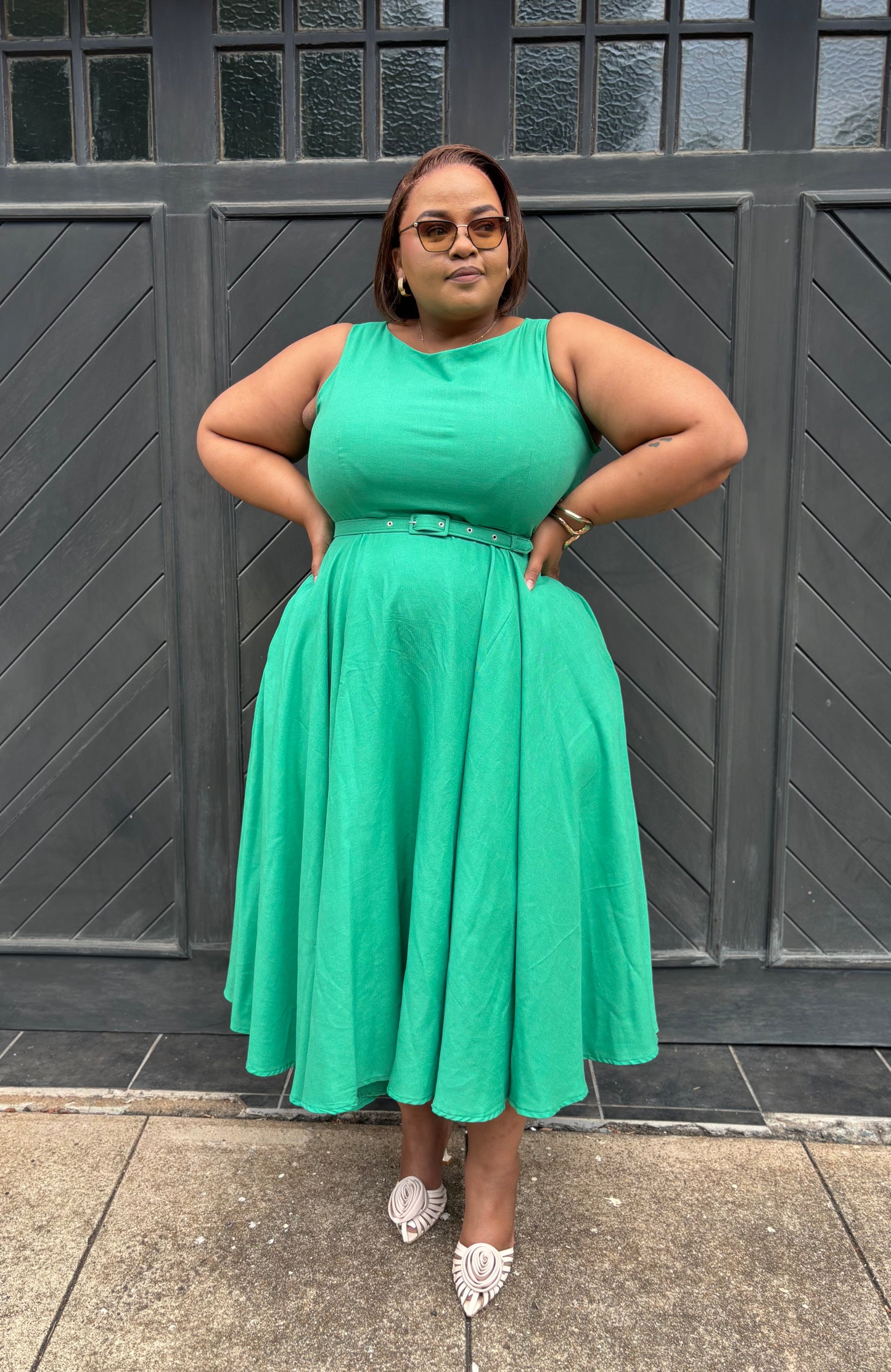 Zesizwe linen dress with belt (please allow 7-10 days for completion of order)