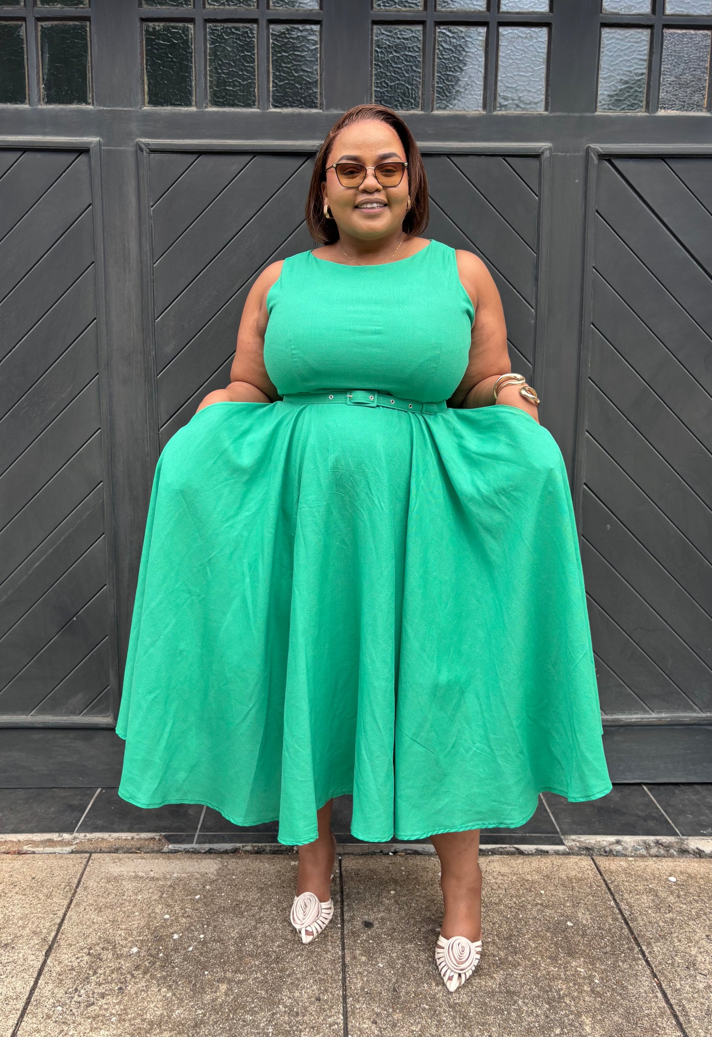 Zesizwe linen dress with belt (please allow 7-10 days for completion of order)