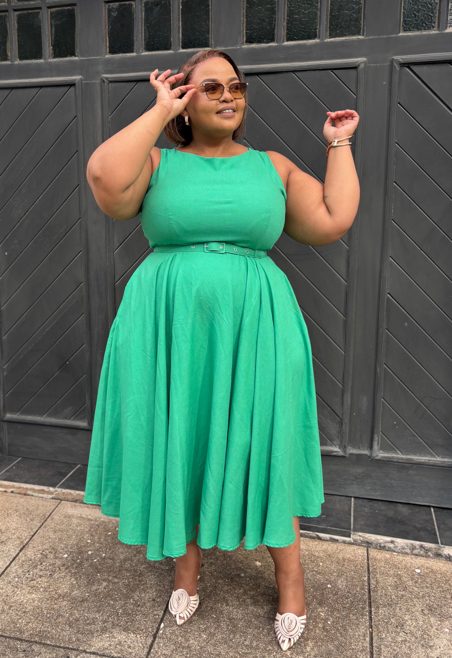 Zesizwe linen dress with belt (please allow 7-10 days for completion of order)