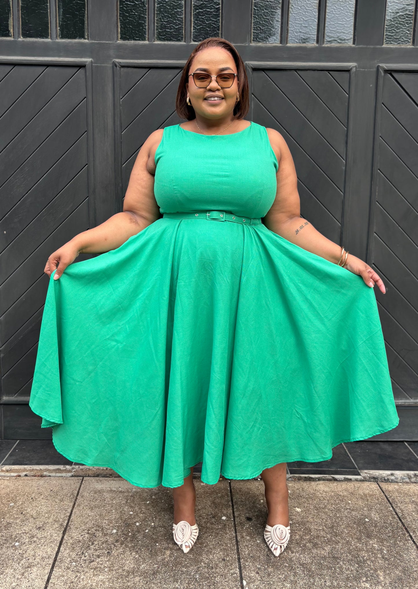 Zesizwe linen dress with belt (please allow 7-10 days for completion of order)