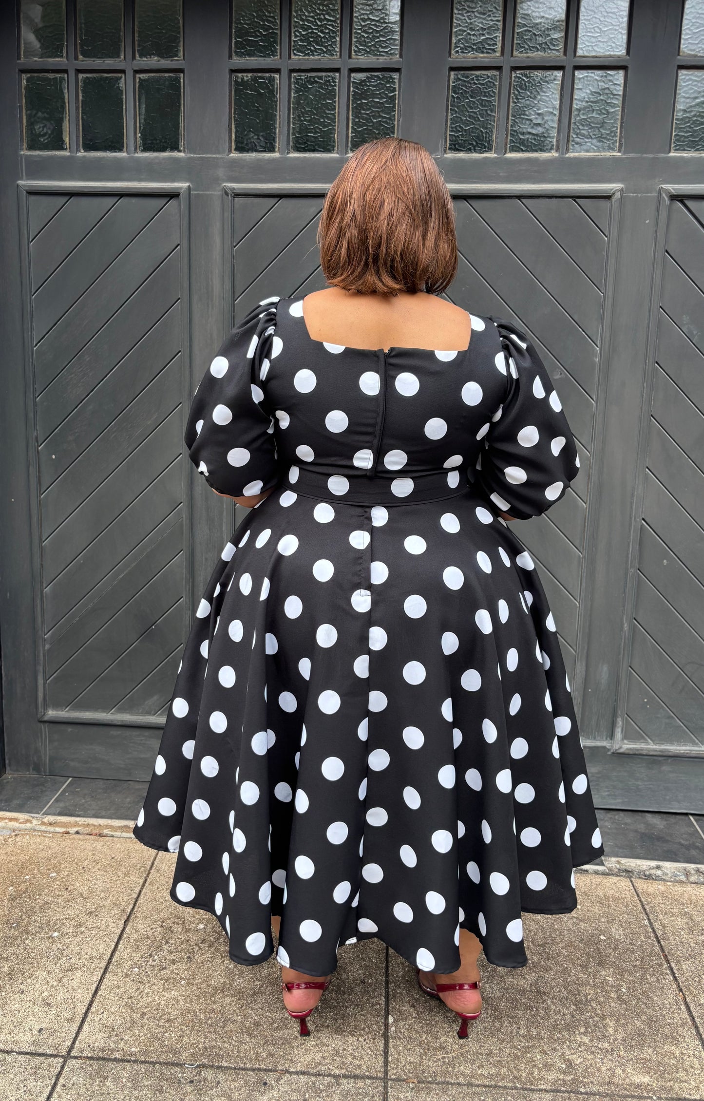 Polka dot dress with belt (please allow 7-10 days for completion of order)