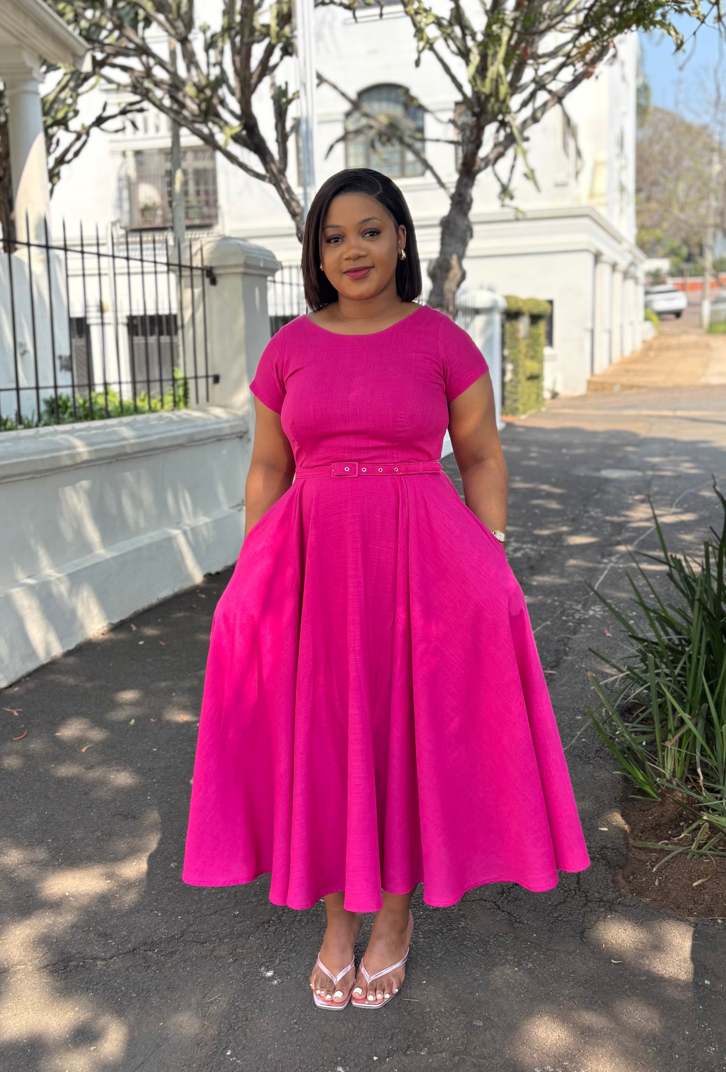 Pink linen dress (please allow 7-10 days for completion of order)
