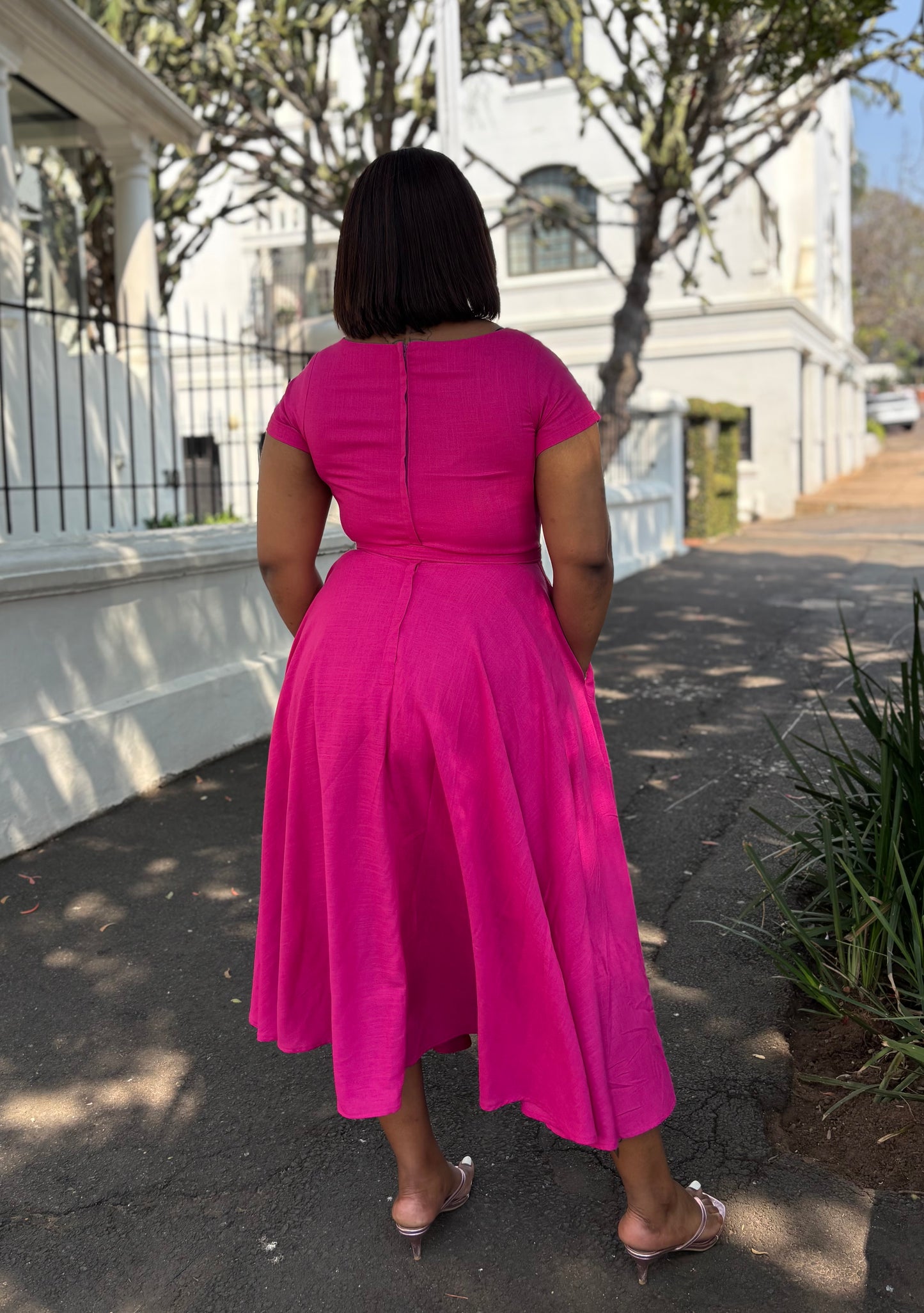 Pink linen dress (please allow 7-10 days for completion of order)