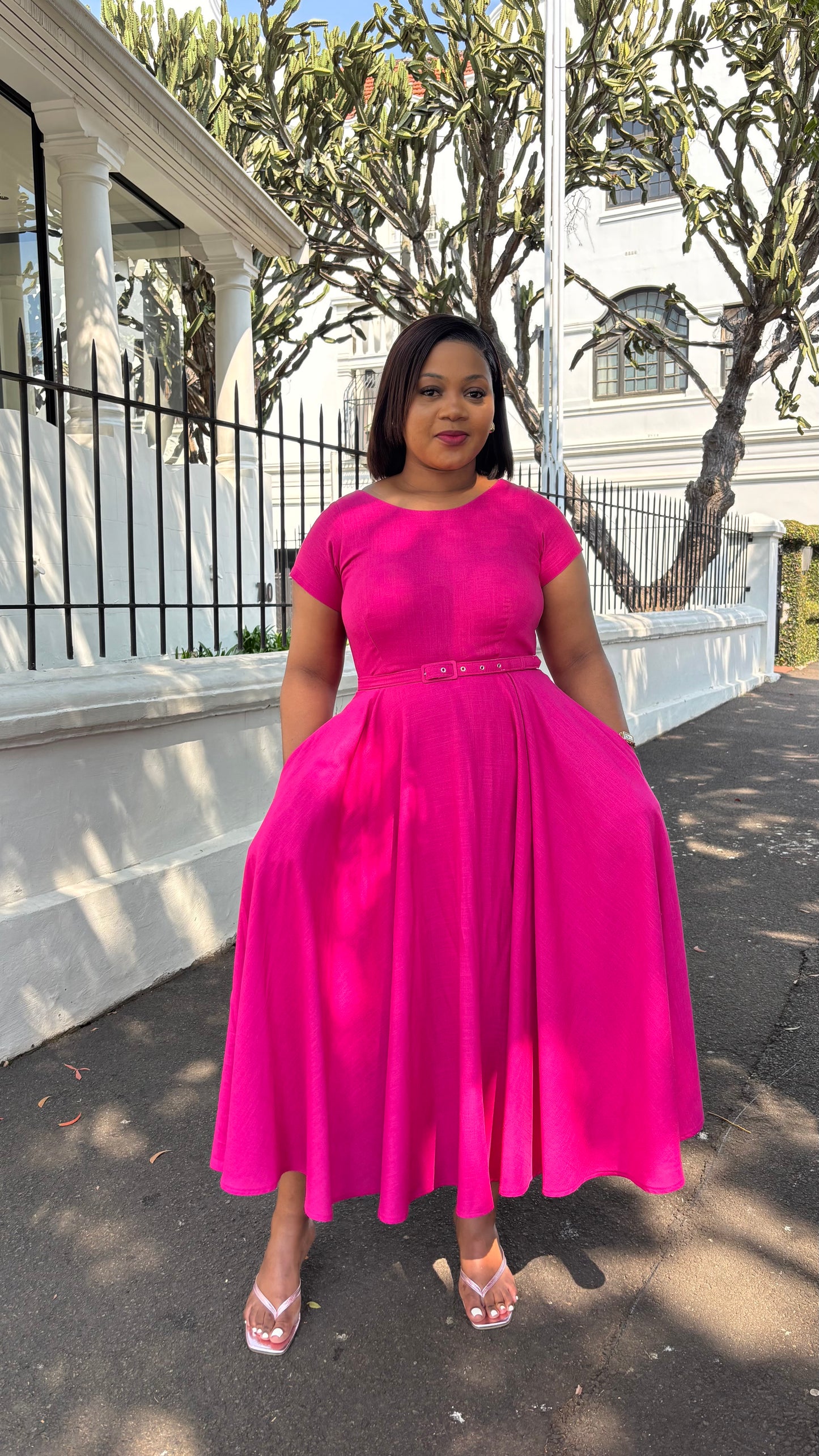 Pink linen dress (please allow 7-10 days for completion of order)