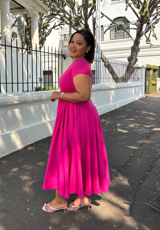 Pink linen dress (please allow 7-10 days for completion of order)