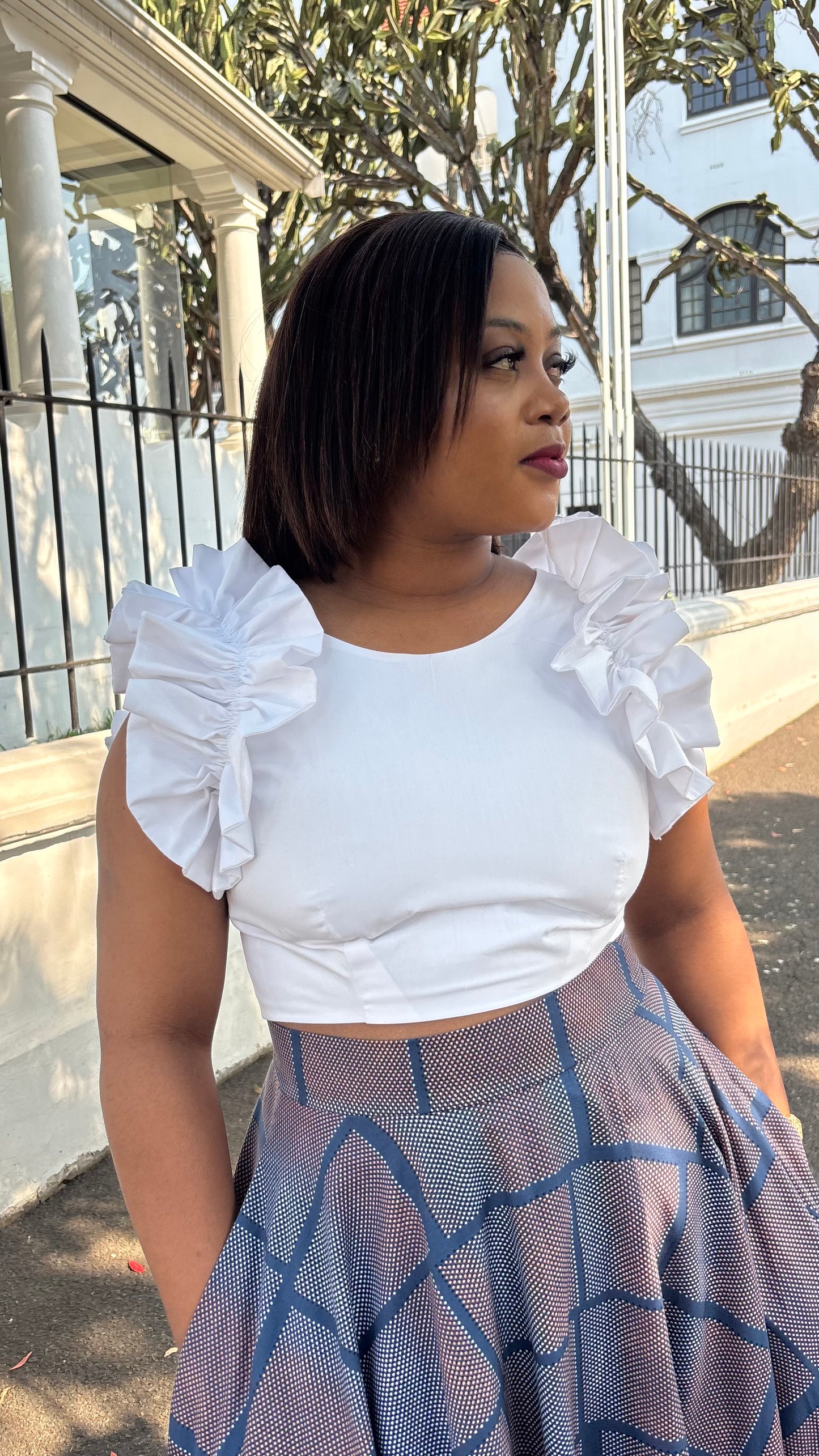 SES- White frill crop top (please allow 7-10 days for completion of order)