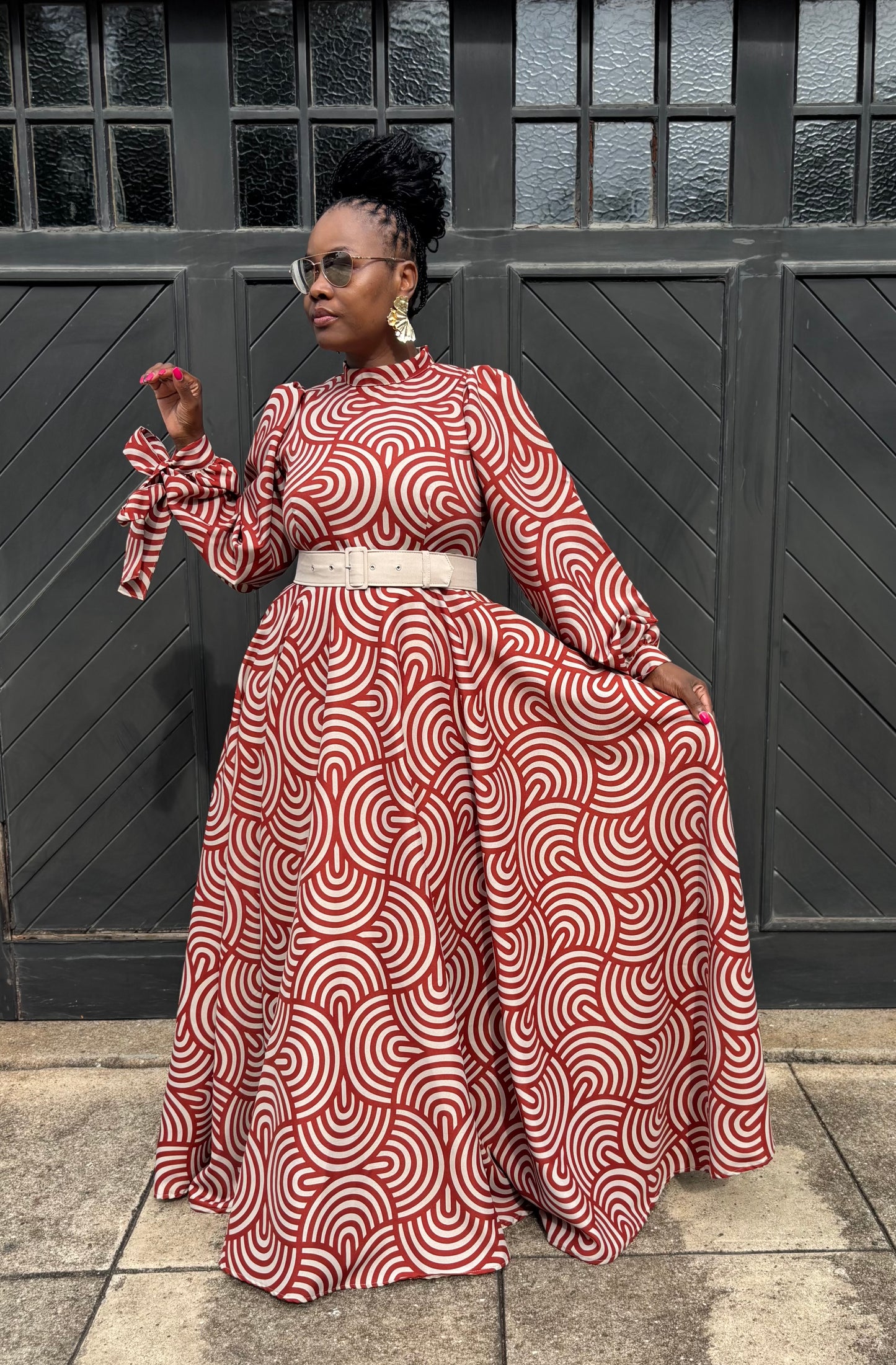 Joanna maxi dress with belt (please allow 7-10 days for completion of order)