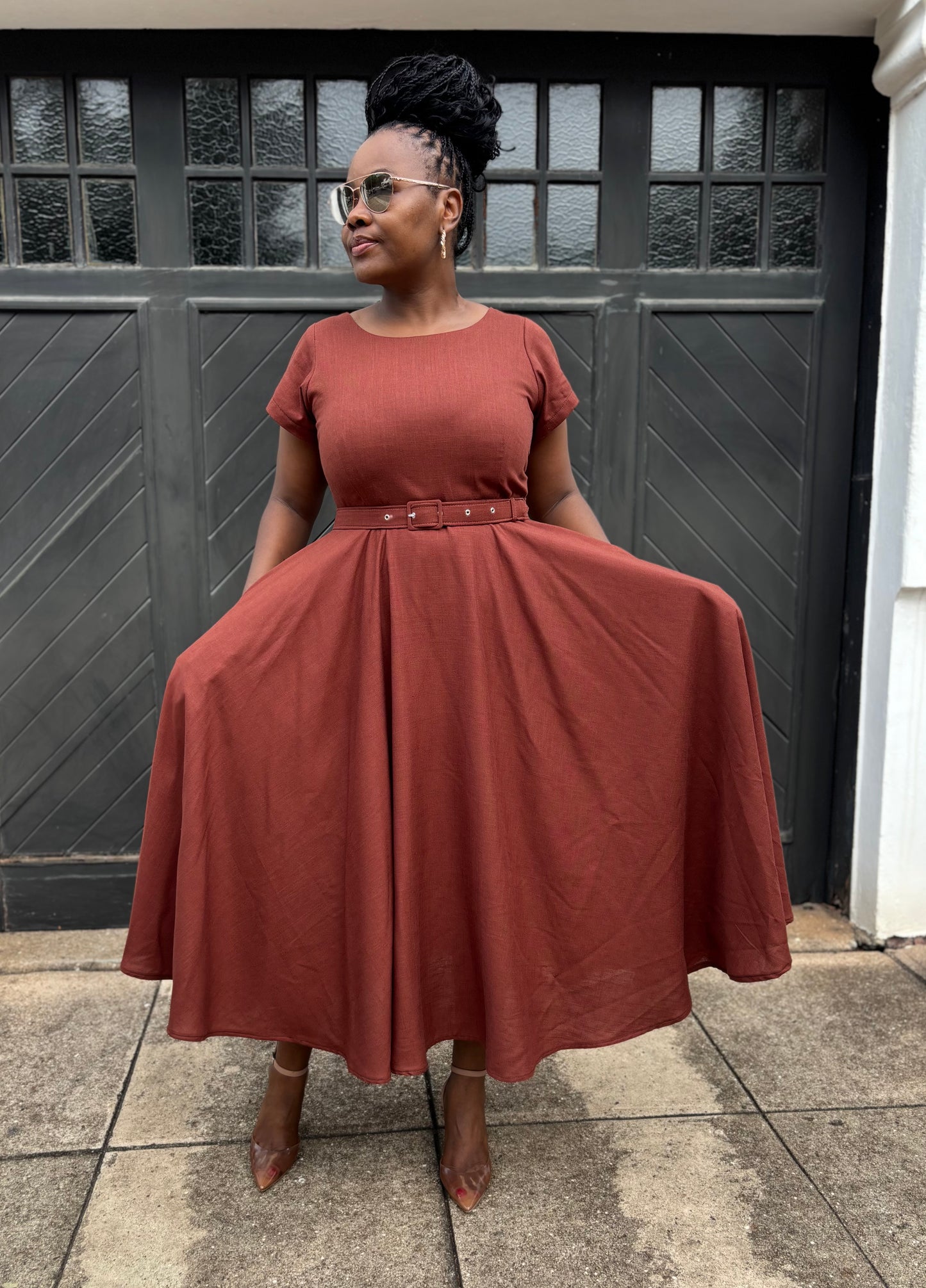 Rust linen dress (please allow 7-10 days for completion of order)