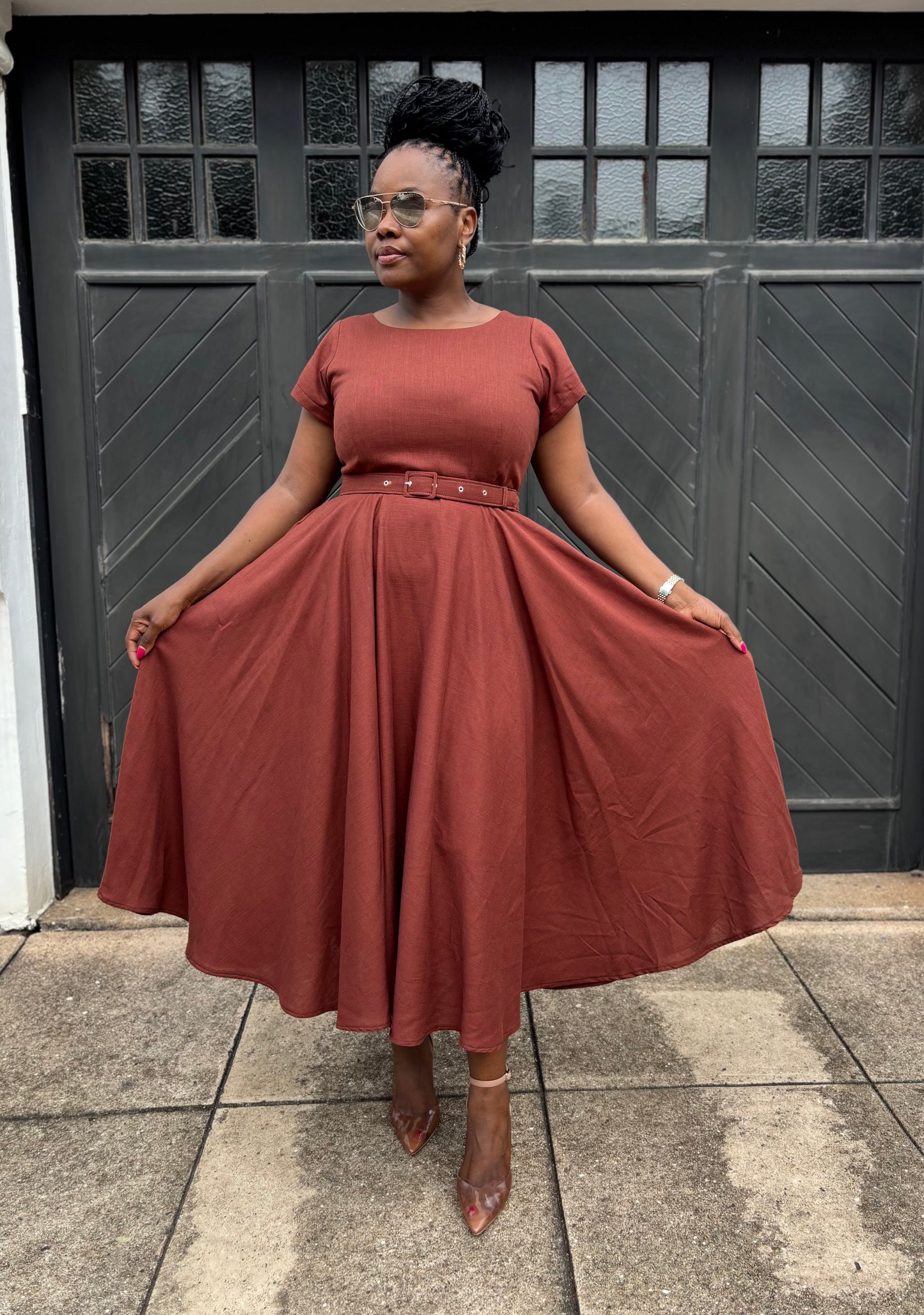 Rust linen dress (please allow 7-10 days for completion of order)