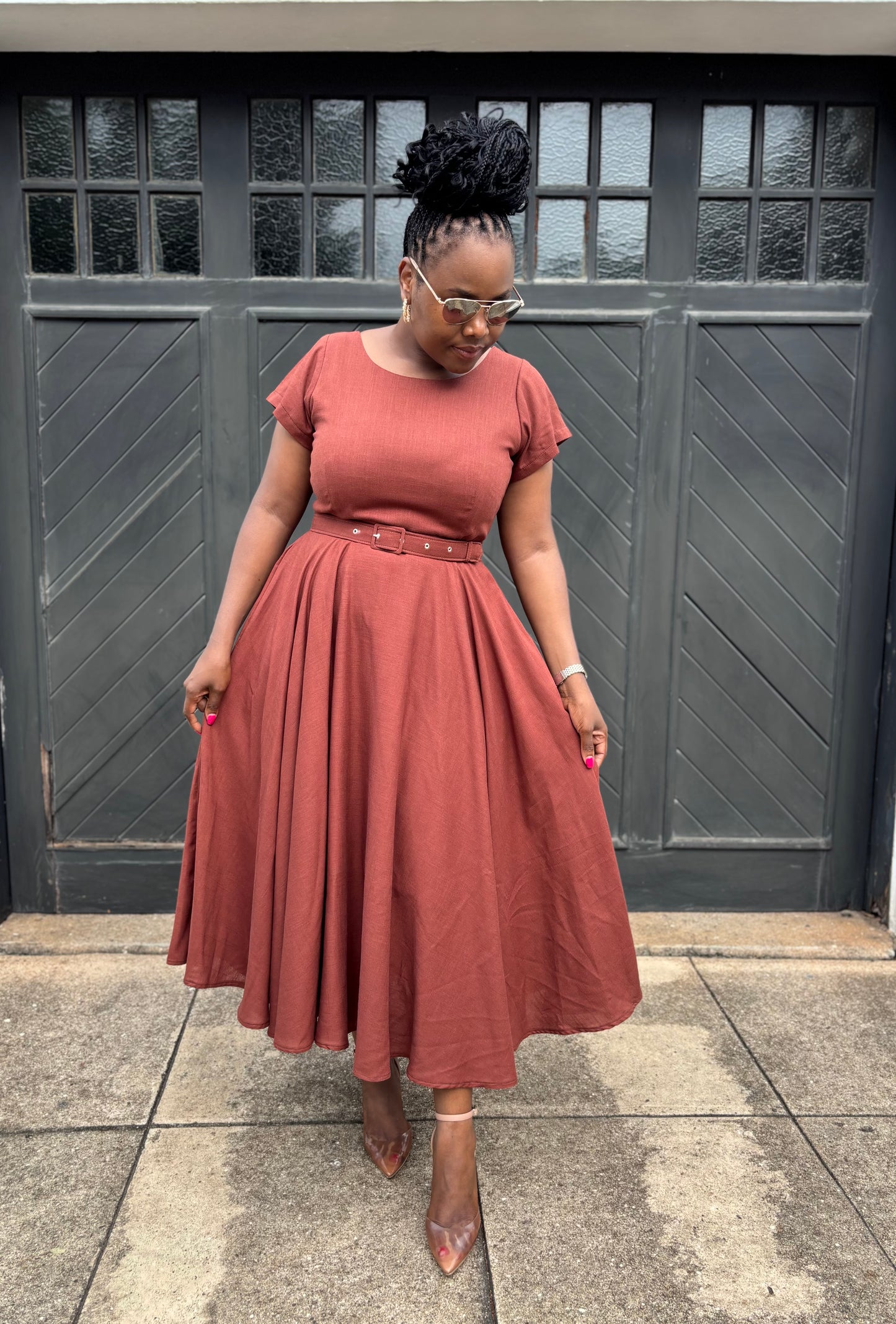 Rust linen dress (please allow 7-10 days for completion of order)