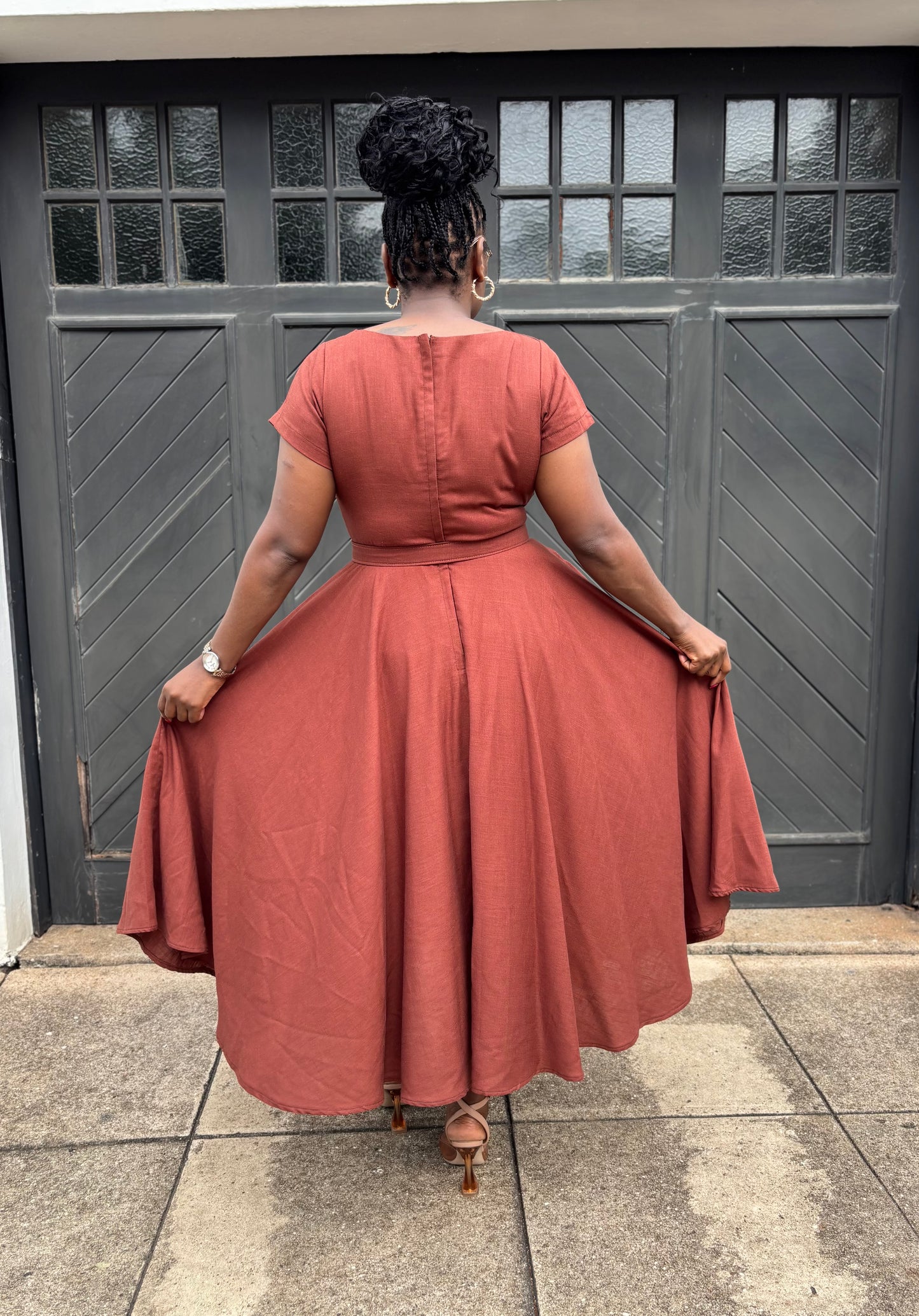 Rust linen dress (please allow 7-10 days for completion of order)