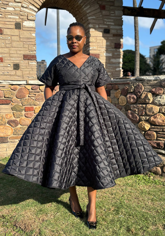 Black quilted dress (please allow 3-5 days for completion of order)