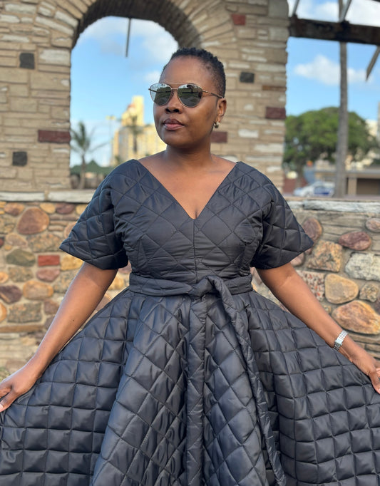 Black quilted dress (please allow 3-5 days for completion of order)
